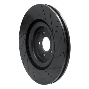 Ford Mustang Brake Rotor (1) - Front Left - R1 Concepts - Drilled & Slotted - Black - `13-`14